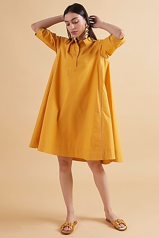 Amber Cotton Poplin A-Line Dress by Kanelle
