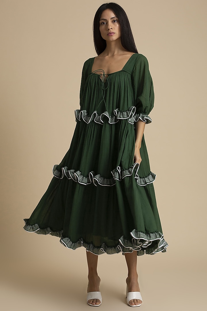 Seaweed Dress With Frills by Kanelle
