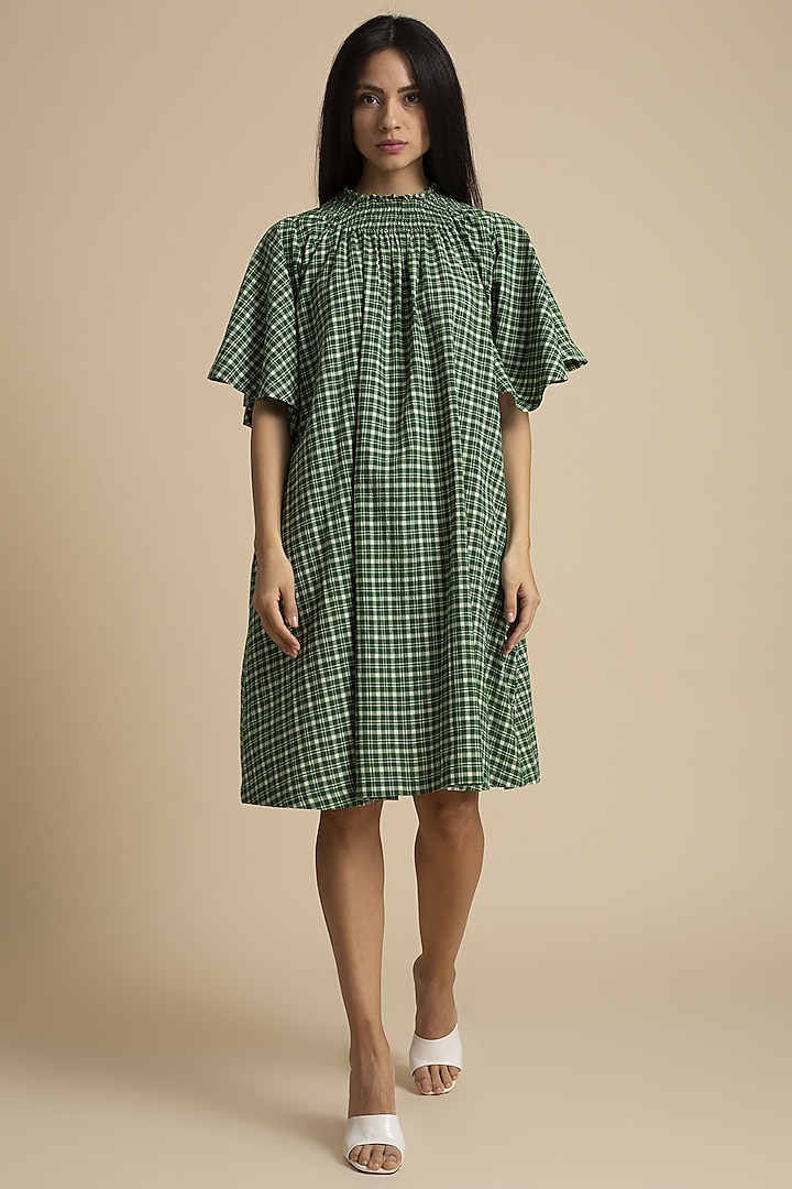 Seaweed Checkered Dress With Belt by Kanelle