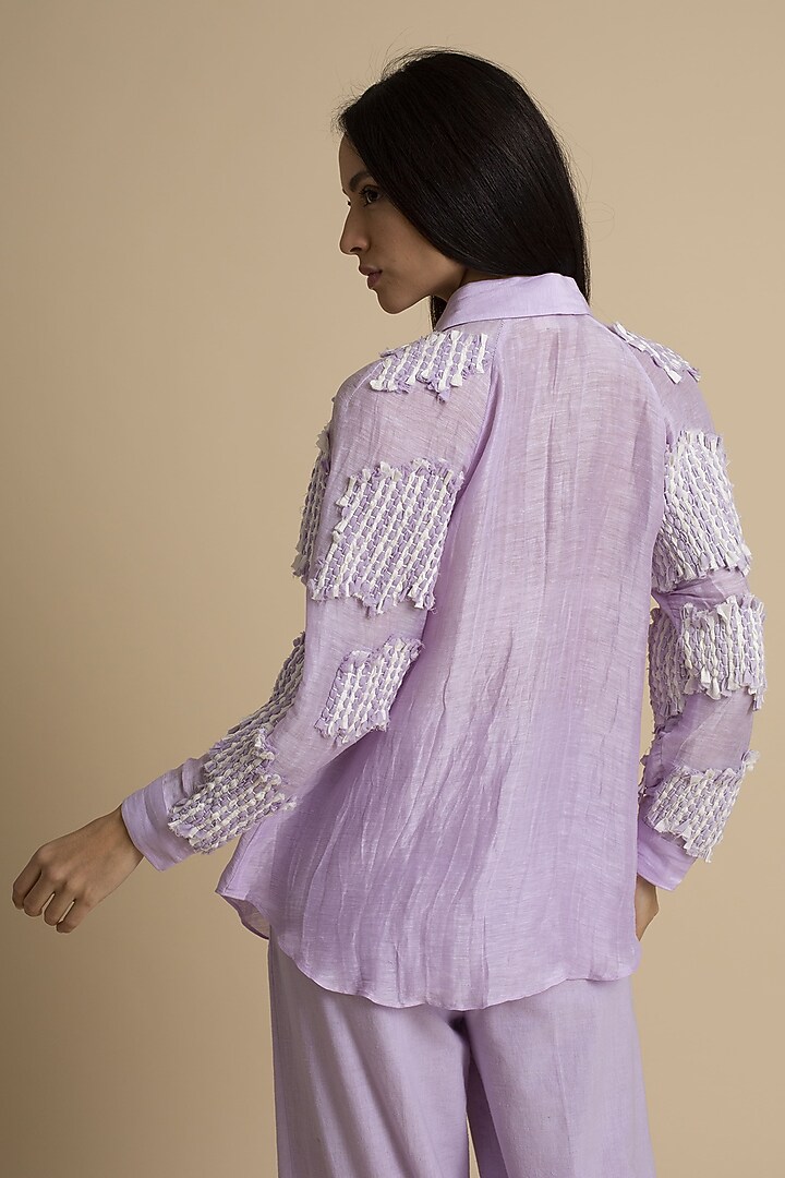Orchid Handwoven Linen Silk Shirt by Kanelle at Pernia's Pop Up Shop