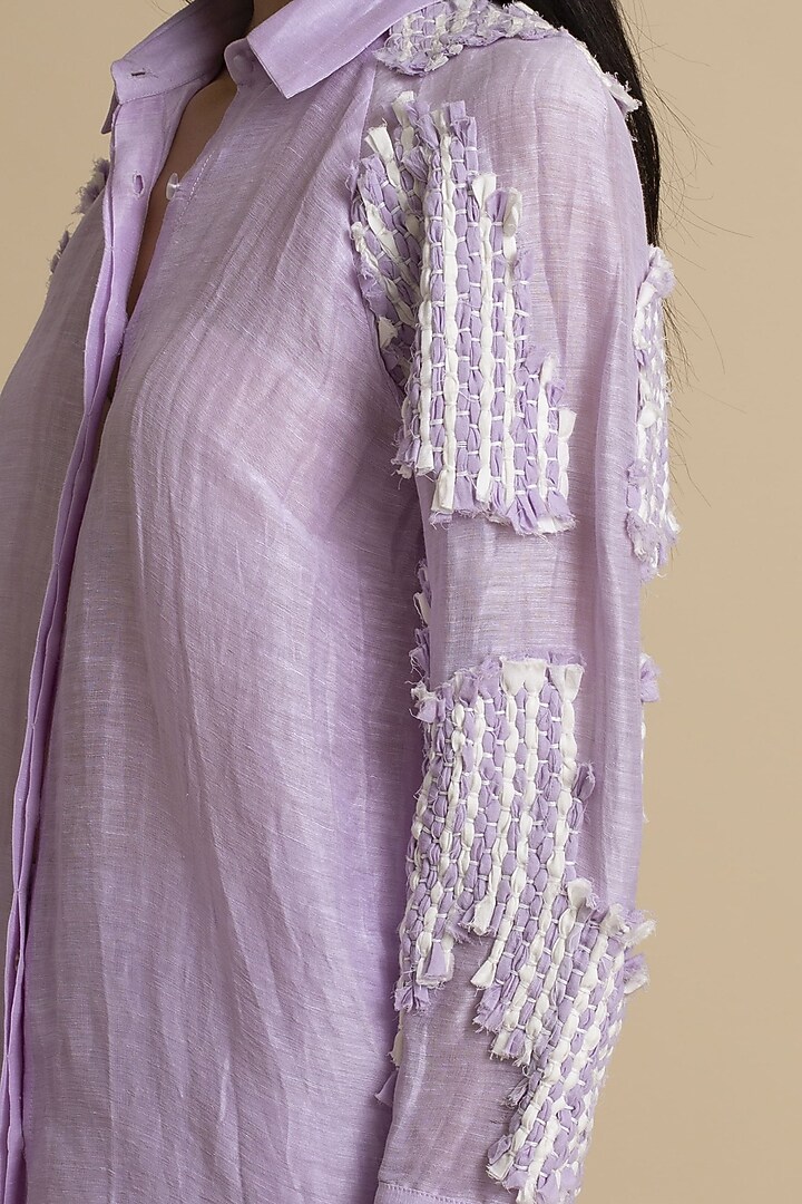 Orchid Handwoven Linen Silk Shirt by Kanelle at Pernia's Pop Up Shop