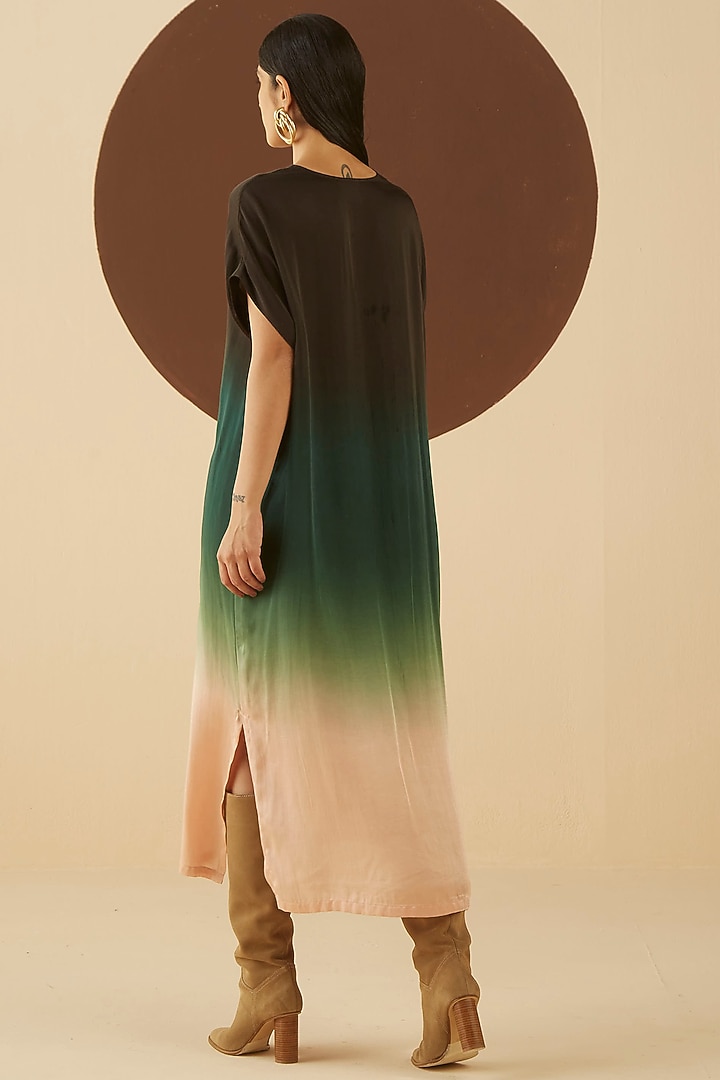 Taupe Brown & Dark Green Ombre Oversized Kaftan Dress by Kanelle at Pernia's Pop Up Shop