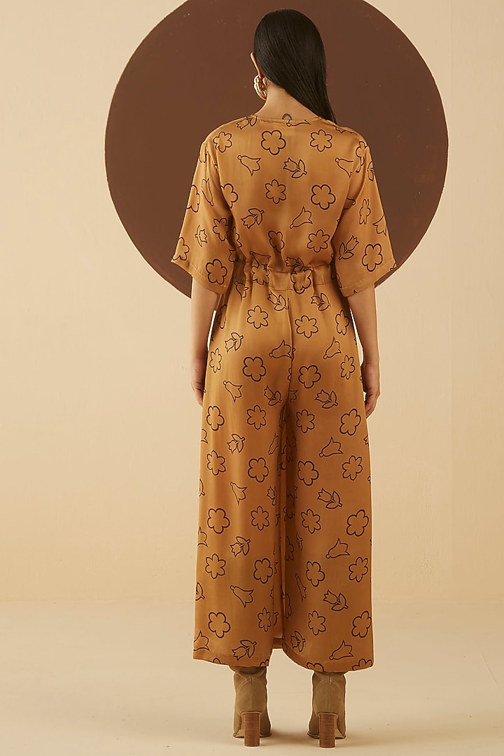 Caramel Floral Printed Jumpsuit by Kanelle at Pernia's Pop Up Shop