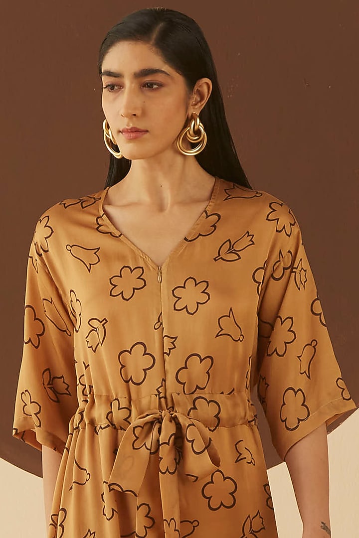 Caramel Floral Printed Jumpsuit by Kanelle at Pernia's Pop Up Shop
