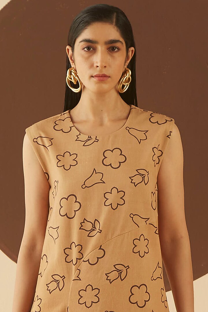 Caramel Floral Printed Summer Dress by Kanelle at Pernia's Pop Up Shop