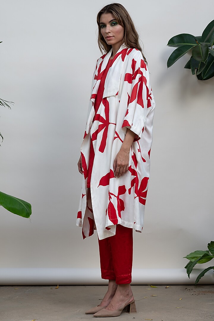 Ivory Printed Oversized Coat by Kanelle