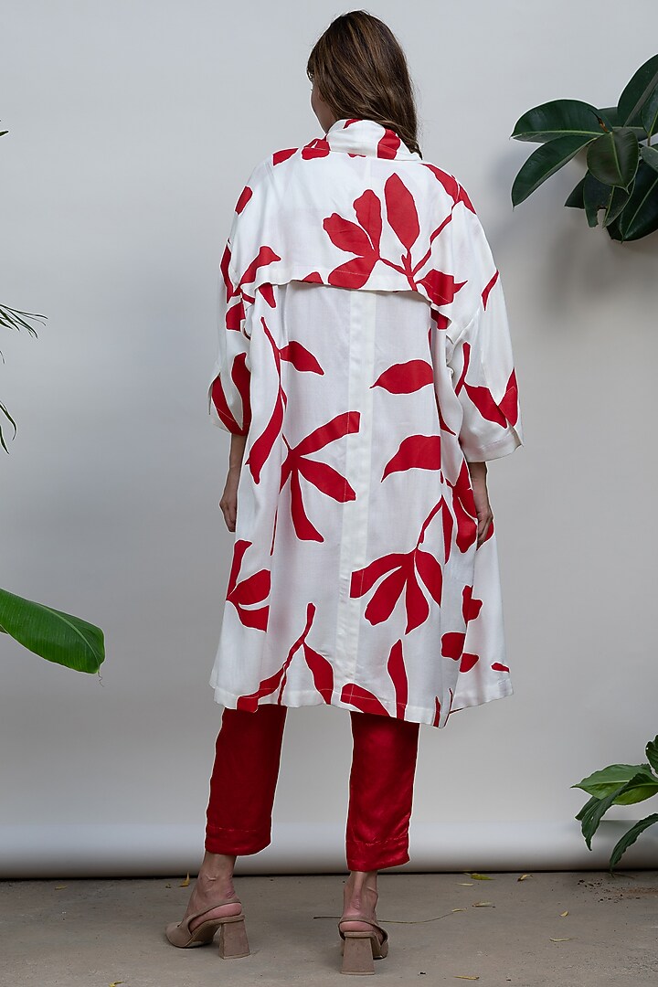 Ivory Printed Oversized Coat by Kanelle at Pernia's Pop Up Shop