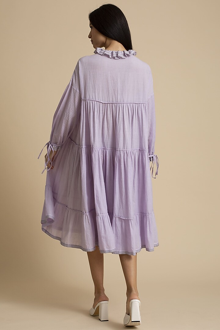 Mauve Gathered Cotton Summer Dress by Kanelle at Pernia's Pop Up Shop