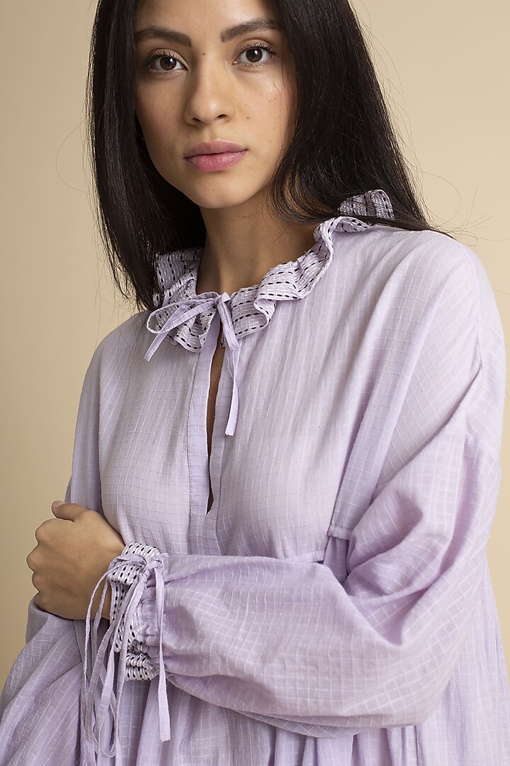 Mauve Gathered Cotton Summer Dress by Kanelle at Pernia's Pop Up Shop
