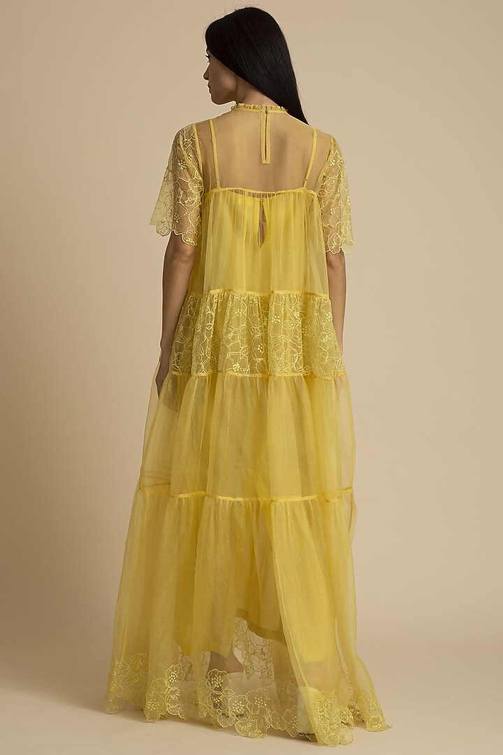 Yellow Cut Work Maxi Vacation Dress by Kanelle at Pernia's Pop Up Shop