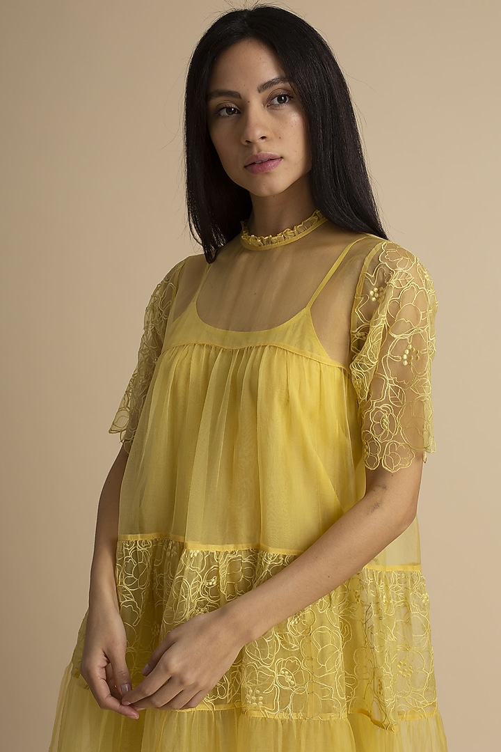 Yellow Cut Work Maxi Vacation Dress by Kanelle at Pernia's Pop Up Shop