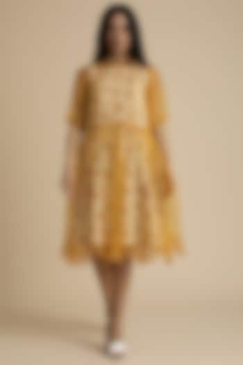 Orange Sheer Cut Work Summer Dress by Kanelle at Pernia's Pop Up Shop