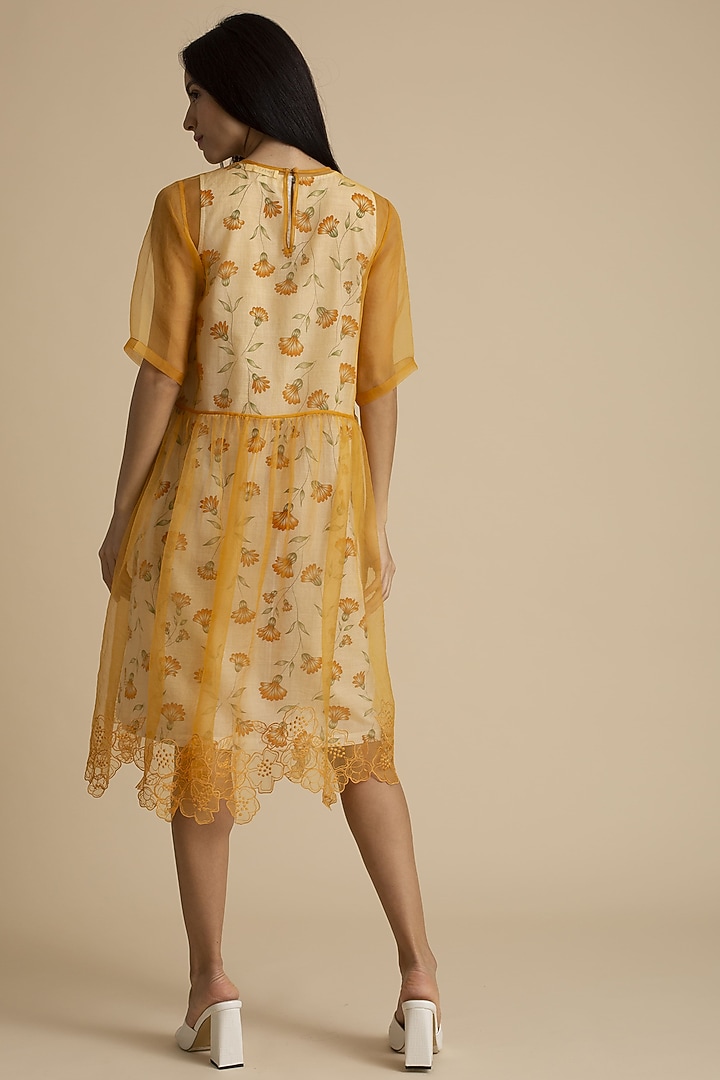 Orange Sheer Cut Work Summer Dress by Kanelle at Pernia's Pop Up Shop