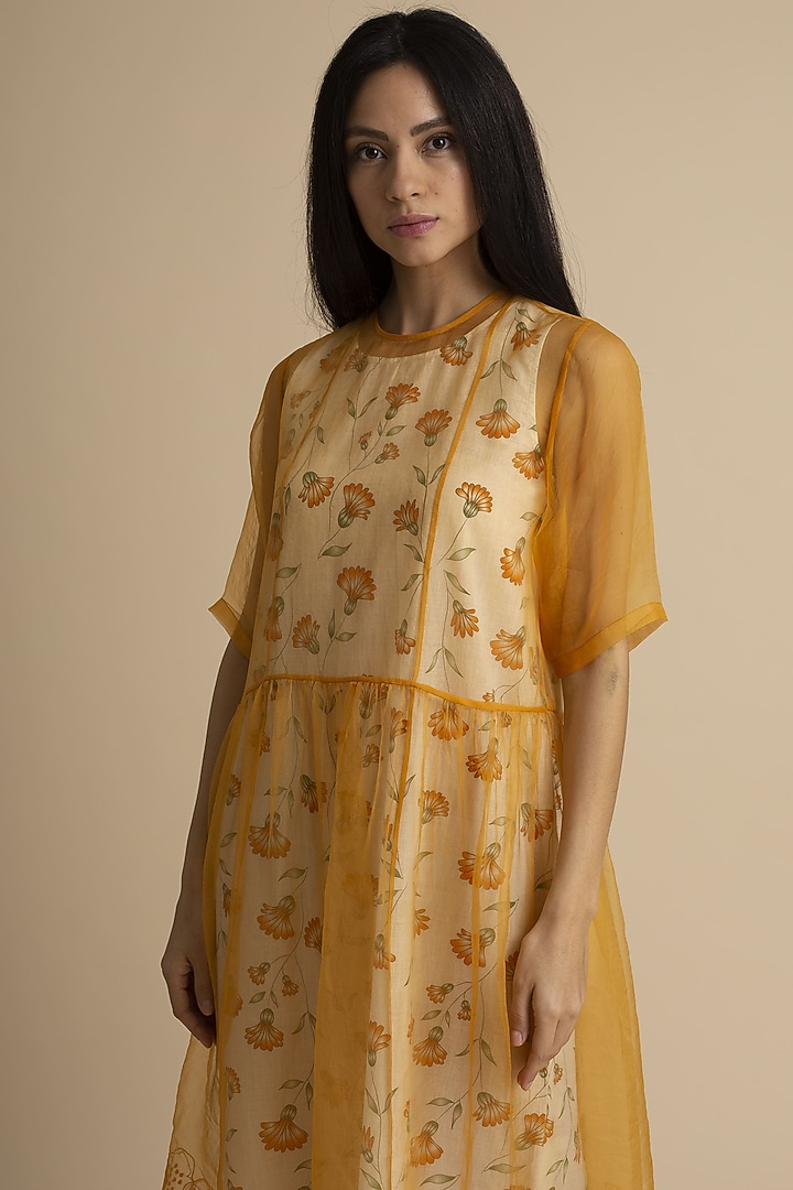 Orange Sheer Cut Work Summer Dress by Kanelle at Pernia's Pop Up Shop