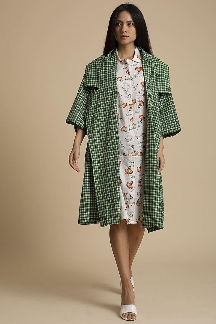 Green Oversized Checkered Coat by Kanelle