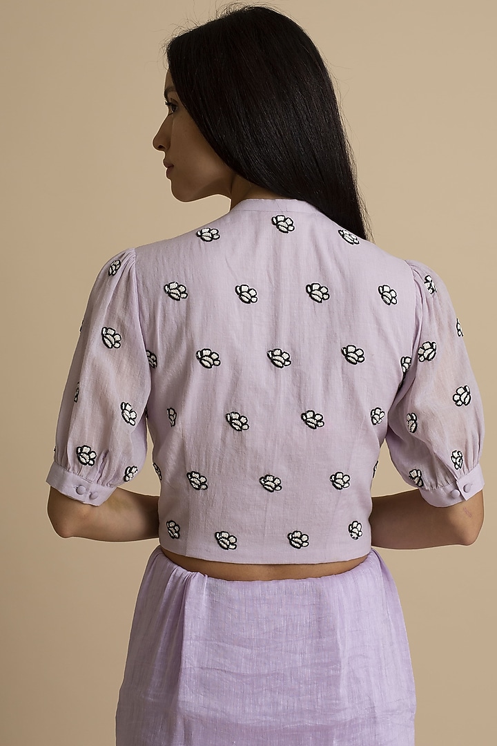 Mauve Floral Embroidered Blouse by Kanelle at Pernia's Pop Up Shop