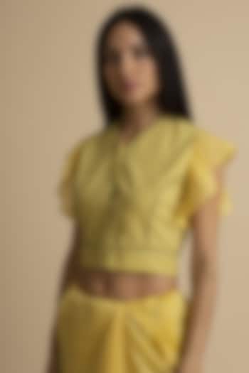 Yellow Stitch Detailing Blouse by Kanelle
