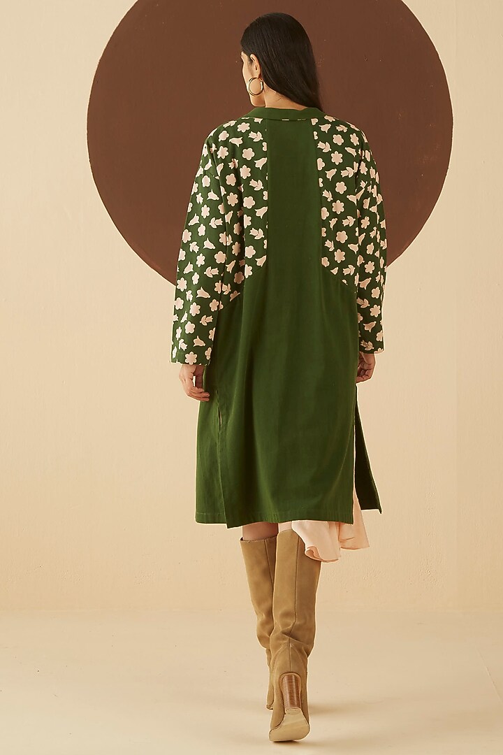 Green Color Blocked Coat by Kanelle at Pernia's Pop Up Shop