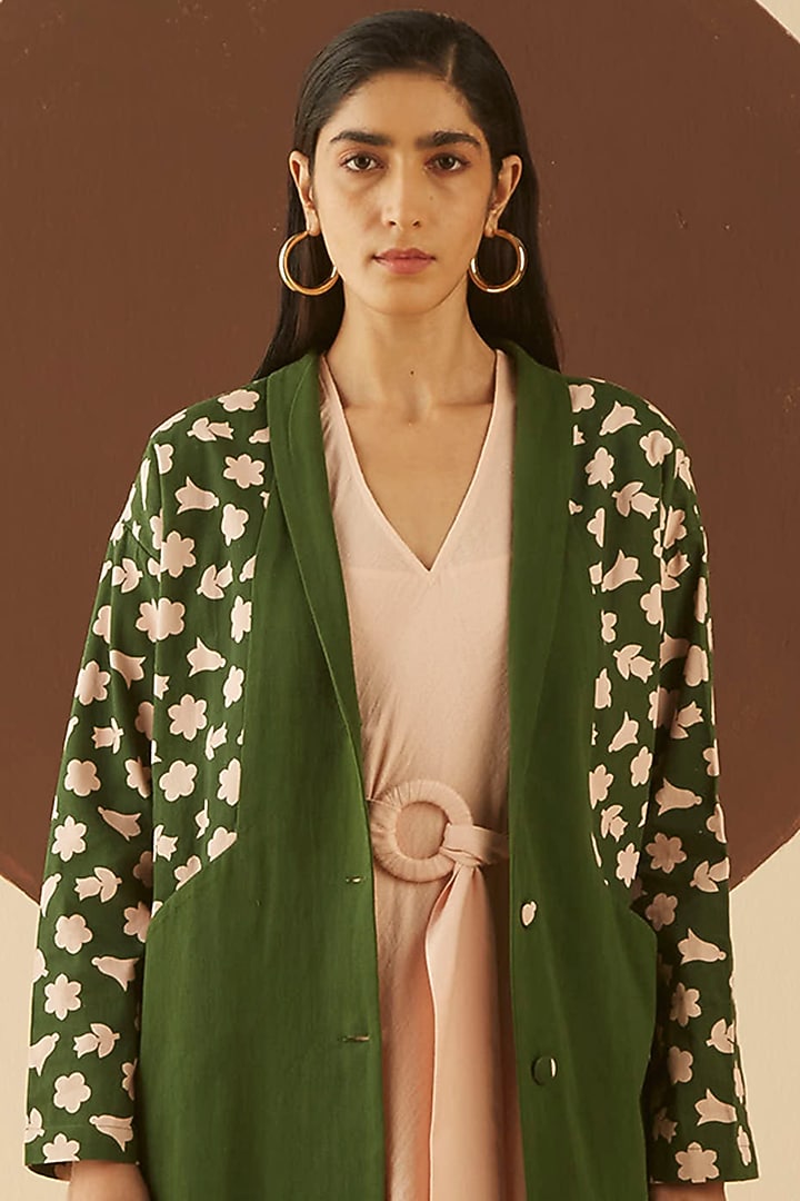 Green Color Blocked Coat by Kanelle at Pernia's Pop Up Shop