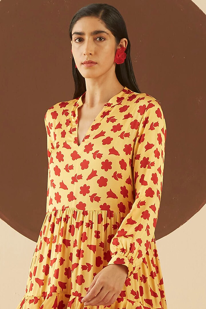 Light Yellow Floral Printed Summer Dress by Kanelle at Pernia's Pop Up Shop