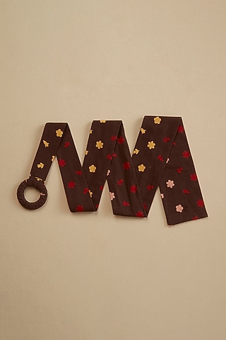 Dark Brown Floral Printed Belt by Kanelle