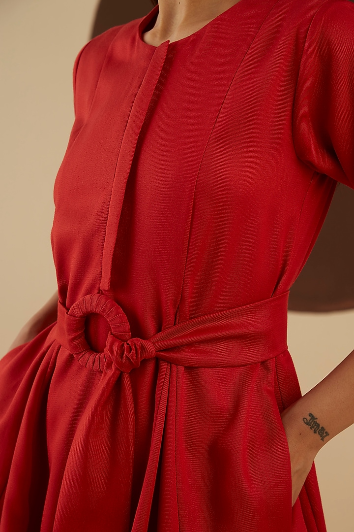 Fiery Red Tencel Belt by Kanelle at Pernia's Pop Up Shop