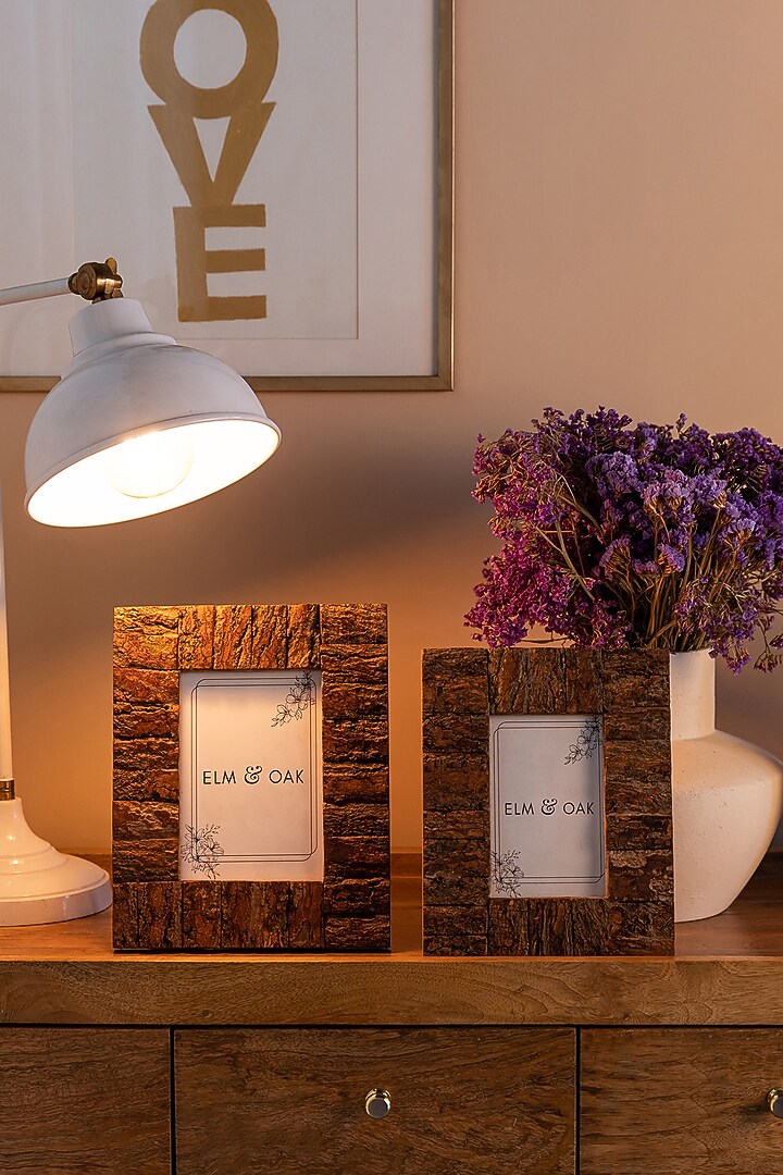 Brown Mango Wood & Glass Photo Frame Set Design by Elm & Oak at Pernia's Pop Up Shop 2023