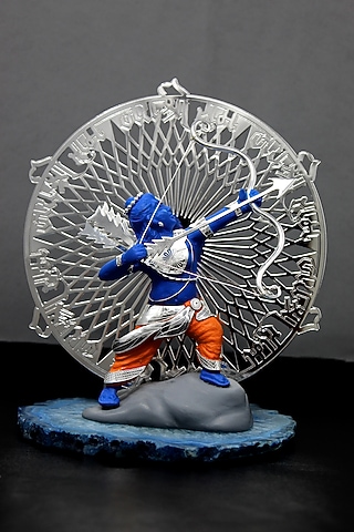 Midnight Blue Brass With Silver Plating & Agate stone Lord Shree Ram Ji Showpiece by EL'UNIQUE