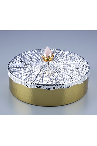 Silver & Gold Brass With Plating Jar by EL'UNIQUE