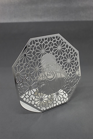 Silver Brass Metal With Plating Lord Sai Nath Ji Tea Light Holder by EL'UNIQUE