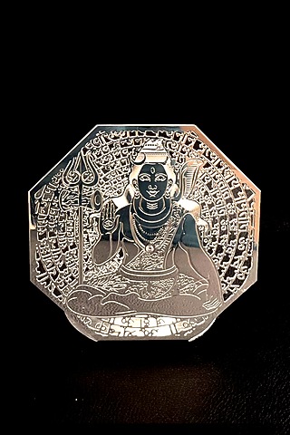 Silver Brass Metal With Plating Lord Shiva Tea Light Holder by EL'UNIQUE