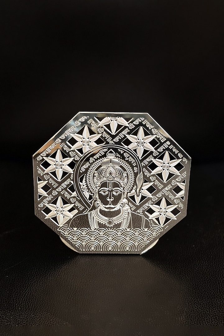 Silver Brass Metal With Plating Lord Hanuman Ji Tea Light Holder by EL'UNIQUE