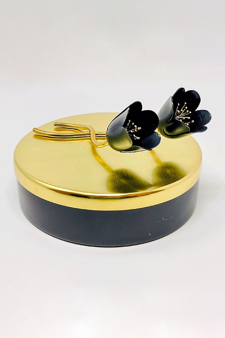 Black Brass With Gold Plating Storage Box by EL'UNIQUE