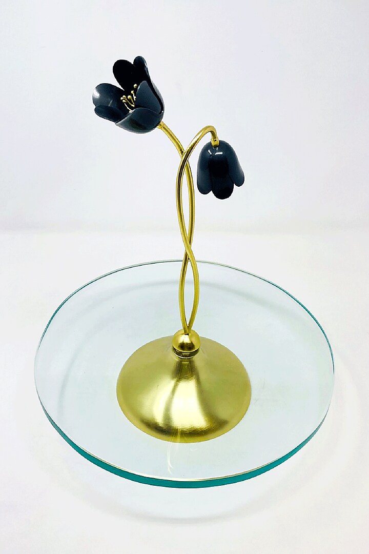 Gold & Black Brass With Plating Platter by EL'UNIQUE