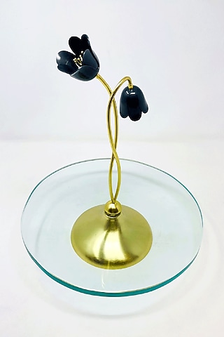 Gold & Black Brass With Plating Platter by EL'UNIQUE