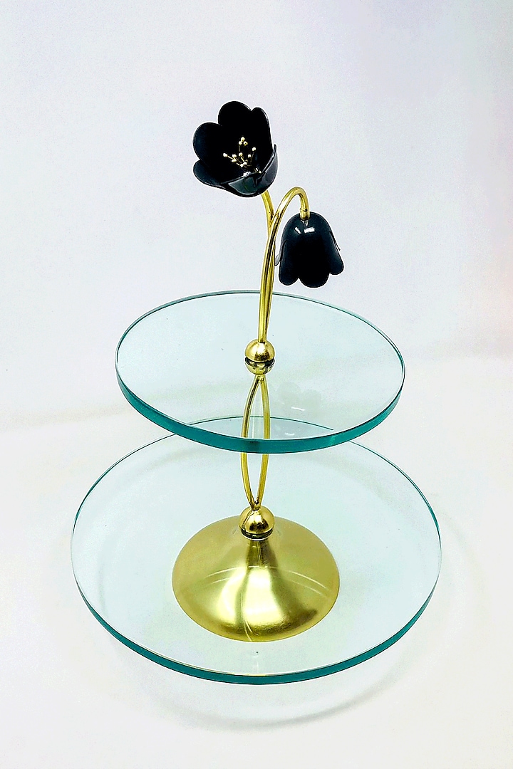Gold & Black Brass With Plating Platter by EL'UNIQUE