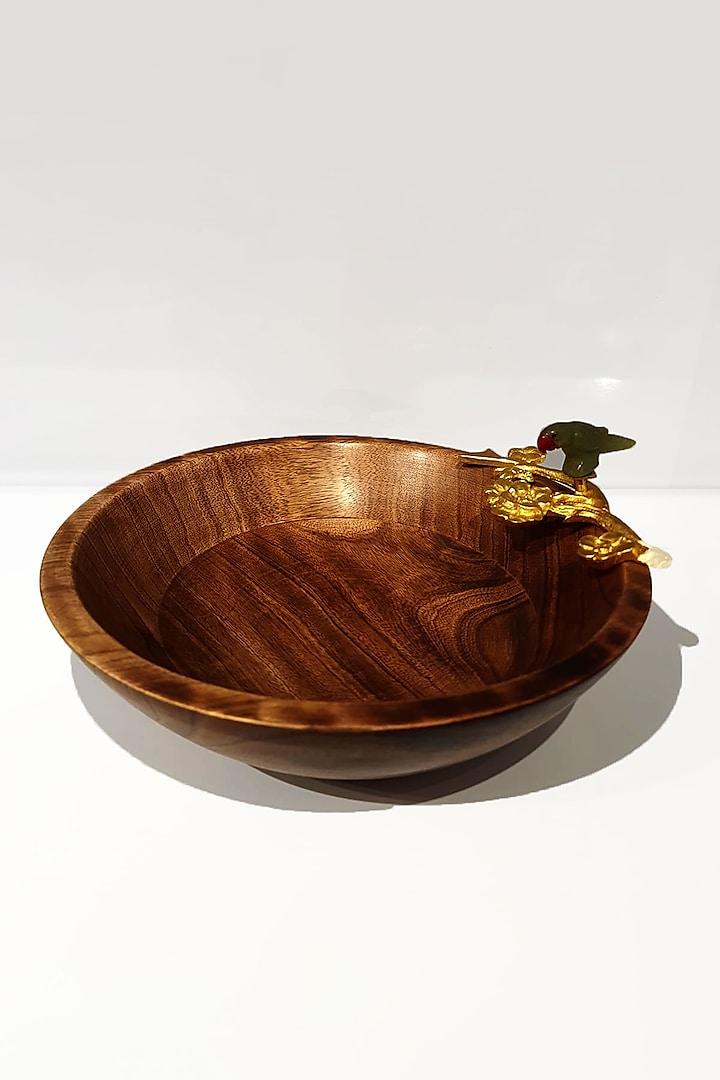 Brown Brass & Wood Bowl by EL'UNIQUE