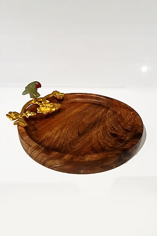 Brown Brass & Wood Plate by EL'UNIQUE