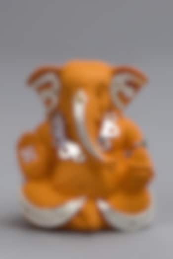 Orange & Silver Resin Lord Ganesha Idol by EL'UNIQUE