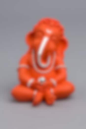 Orange & Silver Resin Lord Ganesha Idol by EL'UNIQUE
