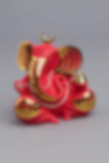 Coral Red & Silver Resin Lord Ganesha Idol by EL'UNIQUE