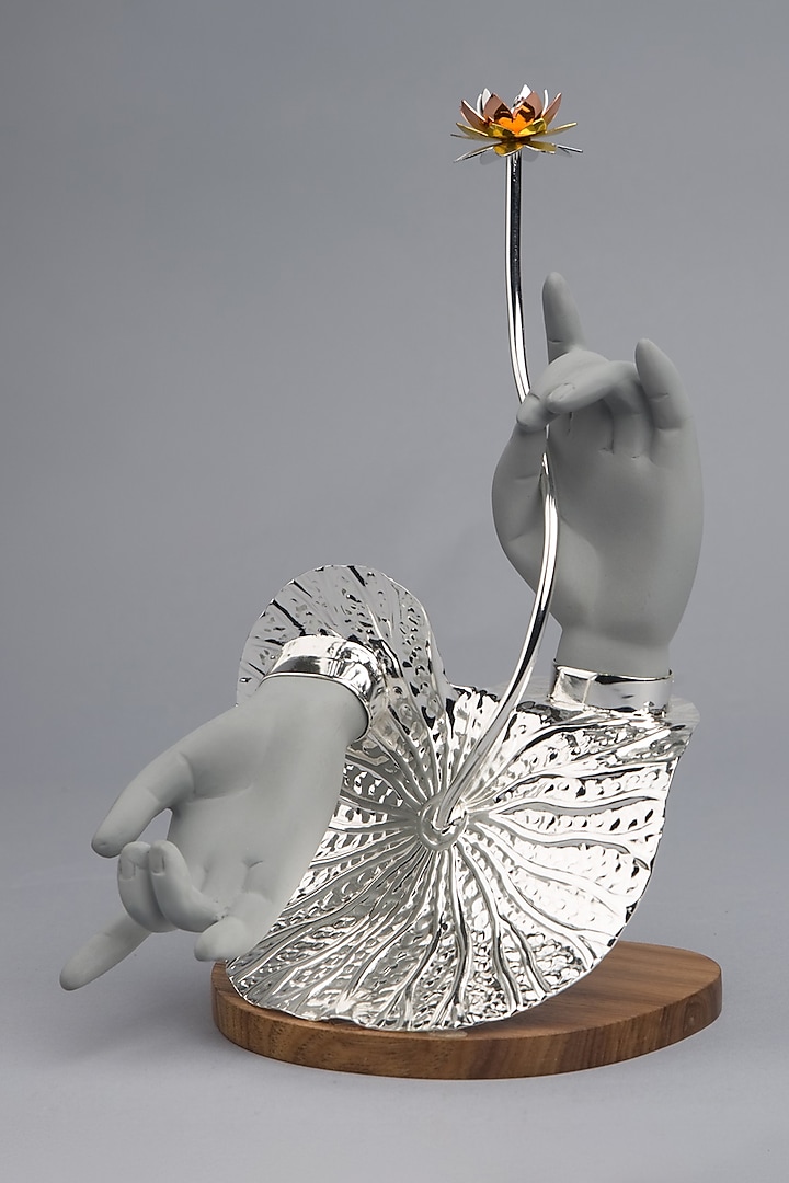 Grey & Silver Polyresin Blessing Hand Sculpture by EL'UNIQUE