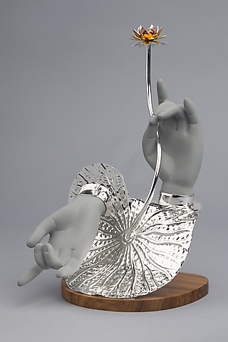 Grey & Silver Polyresin Blessing Hand Sculpture by EL'UNIQUE