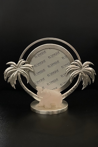 Silver Plated Brass Elephant Palm Tree Photo Frame by EL'UNIQUE