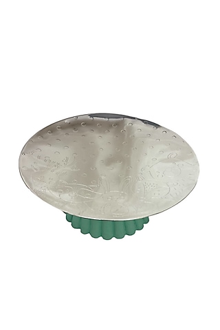 Silver Plated Brass Platter With Stand by EL'UNIQUE