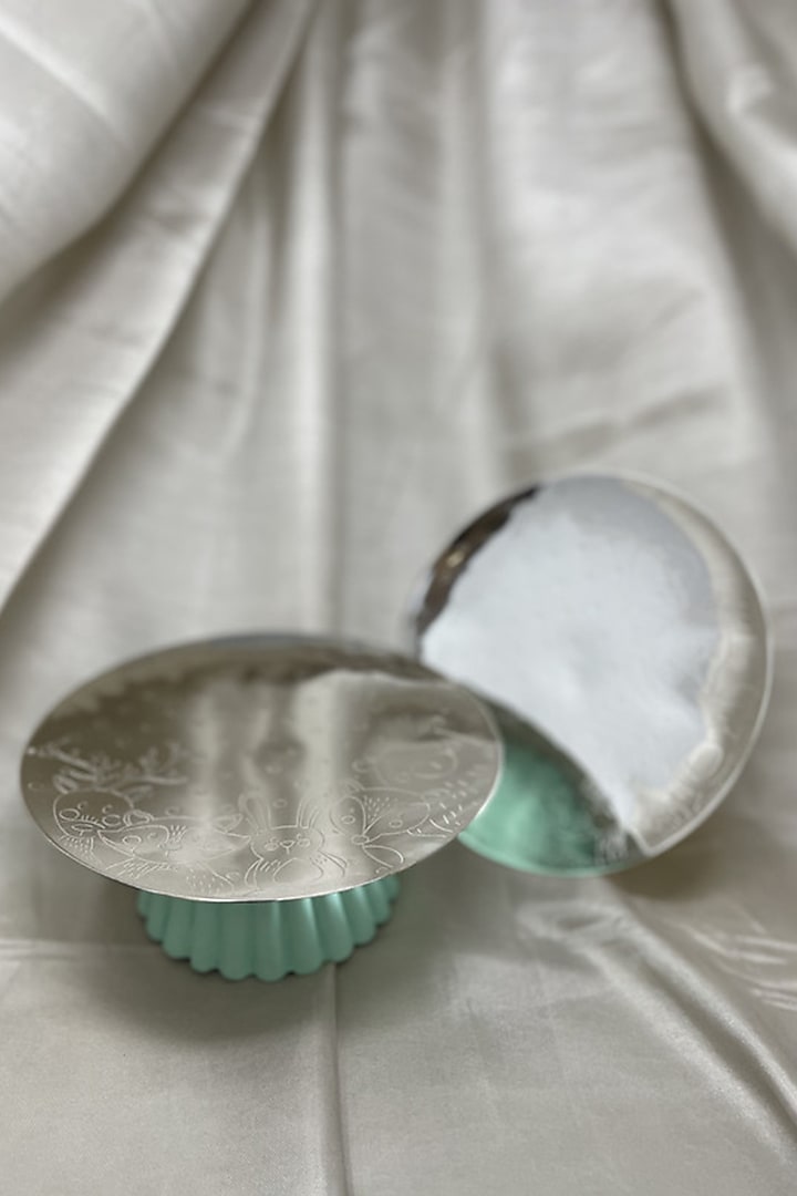 Silver Plated Brass Platter With Stand by EL'UNIQUE at Pernia's Pop Up Shop