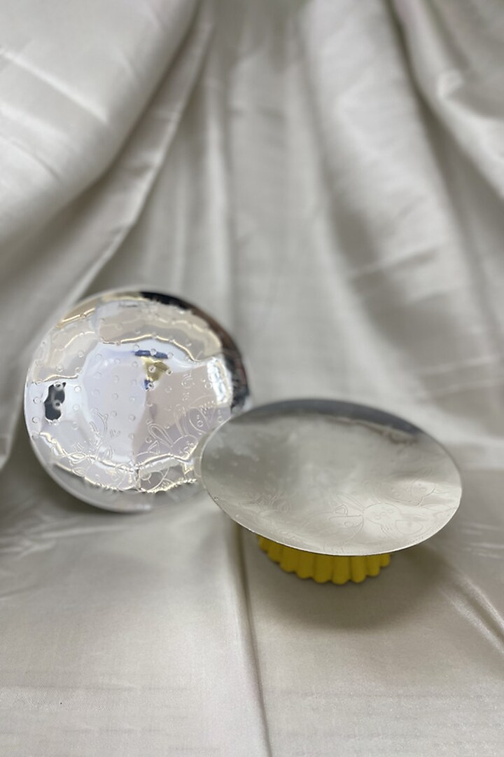 Silver Plated Brass Platter With Stand by EL'UNIQUE at Pernia's Pop Up Shop