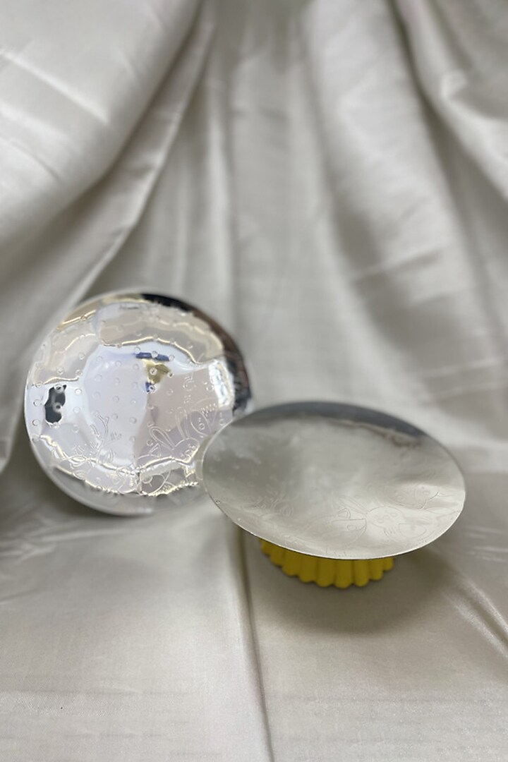 Silver Plated Brass Platter With Stand by EL'UNIQUE at Pernia's Pop Up Shop