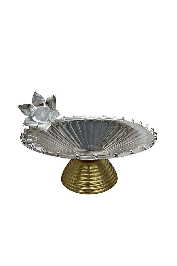 Silver Plated Brass Platter With Stand by EL'UNIQUE