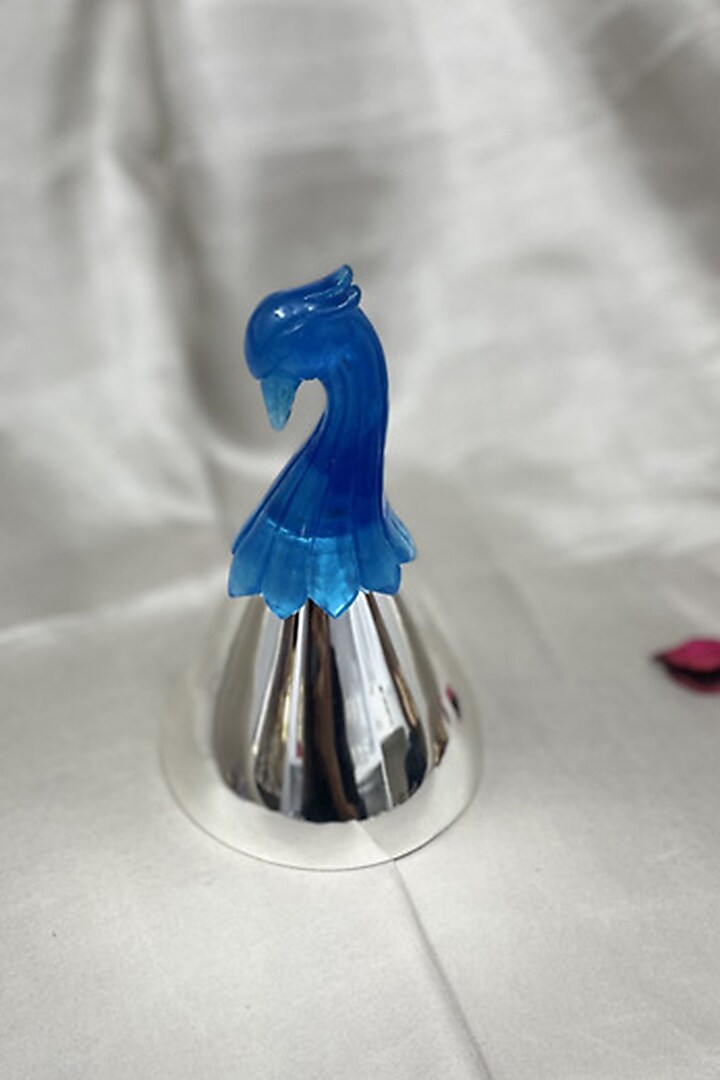 Blue Silver Brass & Resin Peacock Bell by EL'UNIQUE at Pernia's Pop Up Shop